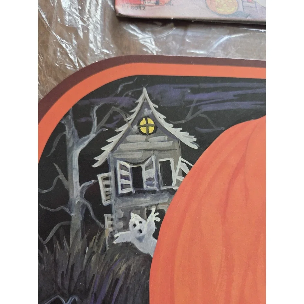 set of four Jack o lantern spooky placemats Halloween ghosts pumpkins wipeable